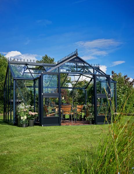 Juliana Orangeri 15,2 m² anthrazit/schwarz 3 mm gehärtetes Glas